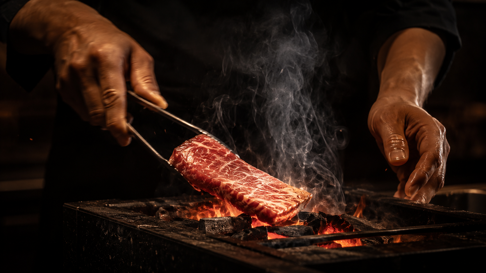 charcoal grill in motion