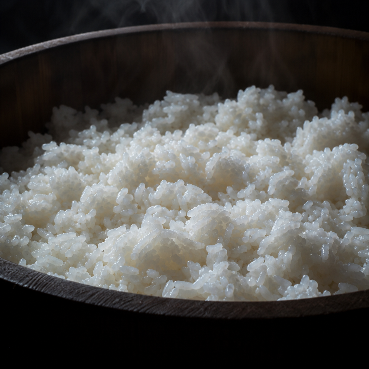 sushi preparation, rice shaping, quiet counter
